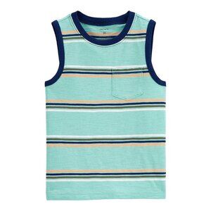 Baby Boy Carter's Striped Pocket Tank Top, Infant Boy's Turquoise Stripe 3 month